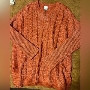Cabi Cable Knit Orange Tunic Sweater